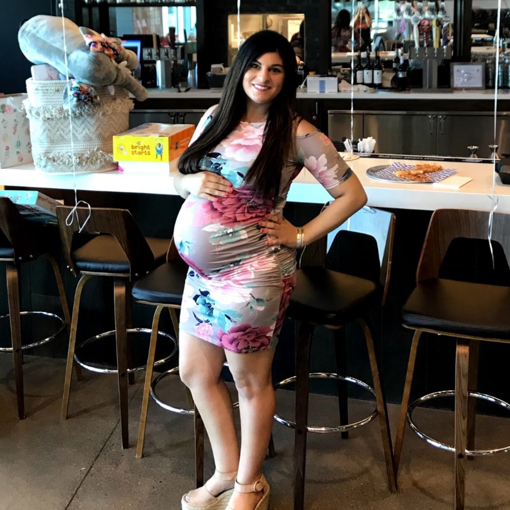 Mauve Floral Cold Shoulder Fitted Maternity Dress